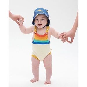 Cream Rainbow Knit Baby One-Piece Bodysuit